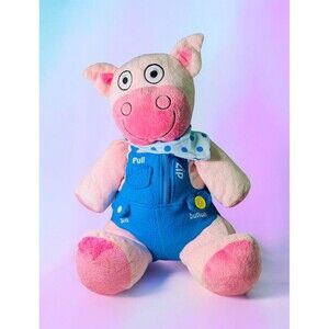 Tiny Tillia Pink Pig Plush Teach Me to Dress Activity Large Pink Blue Piggy